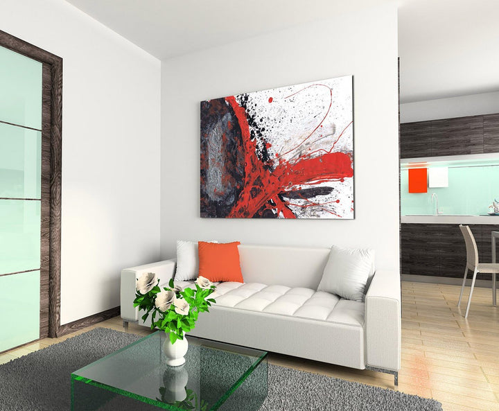 Paul Sinus Art 120x80cm Leinwandbild Leinwanddruck Kunstdruck Wandbild rot schwarz grau weiss gemalt