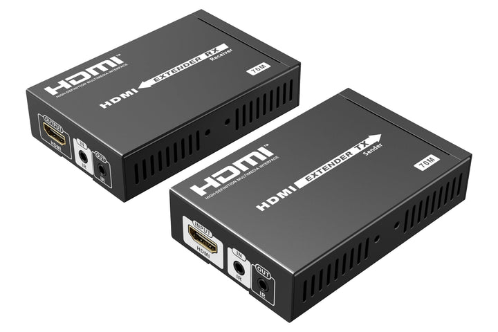 PremiumCord 4K HDMI Extender bis zu 70m über Patchkabel Cat5e / Cat6, HDBaseT, Metallgehäuse, Kompat