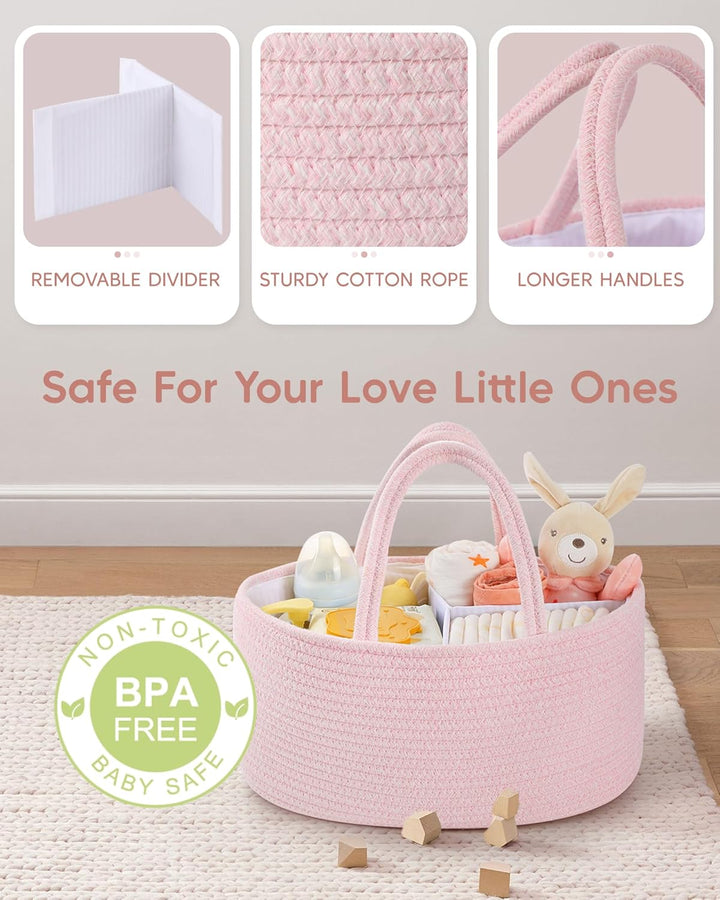 Maliton Wickeltisch Organizer，Baby Organizer Korb，Aufbewahrungskorb für den Wickeltisch，Windel Caddy