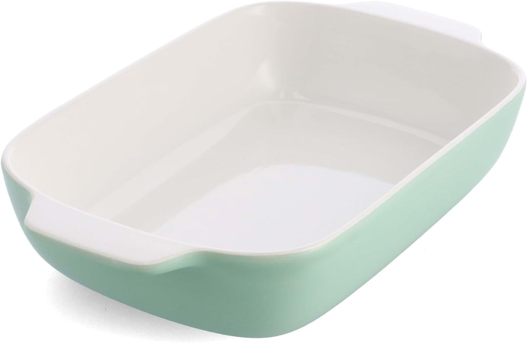 KitchenAid Stoneware Backform Rechteckig Keramik Antihaftbeschichtung mit Bambusdeckel, 32 cm/3,8L,