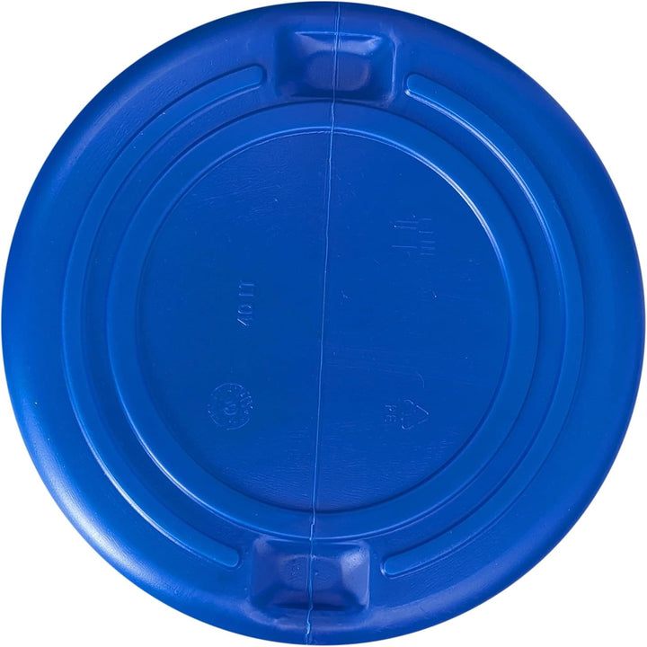 plasteo® 40 Liter Weithalsfass mit Deckel und Henkel Rund Blau, Lebensmittelecht und BPA-Frei, Futte