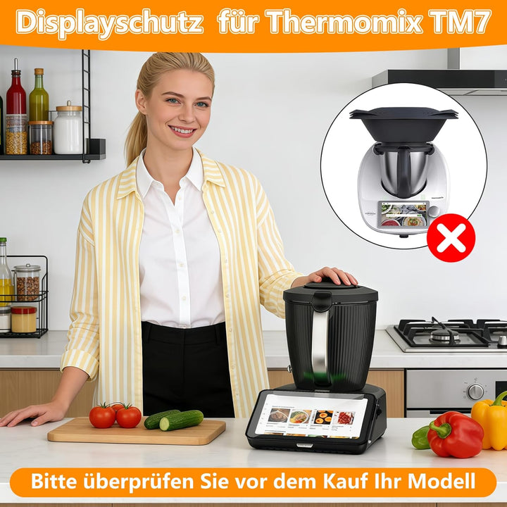 SelfTek 3 Stück Displayschutz für Thermomix TM7 - TM7 Zubehör mit 2 Displayschutz Panzerglas, Siliko