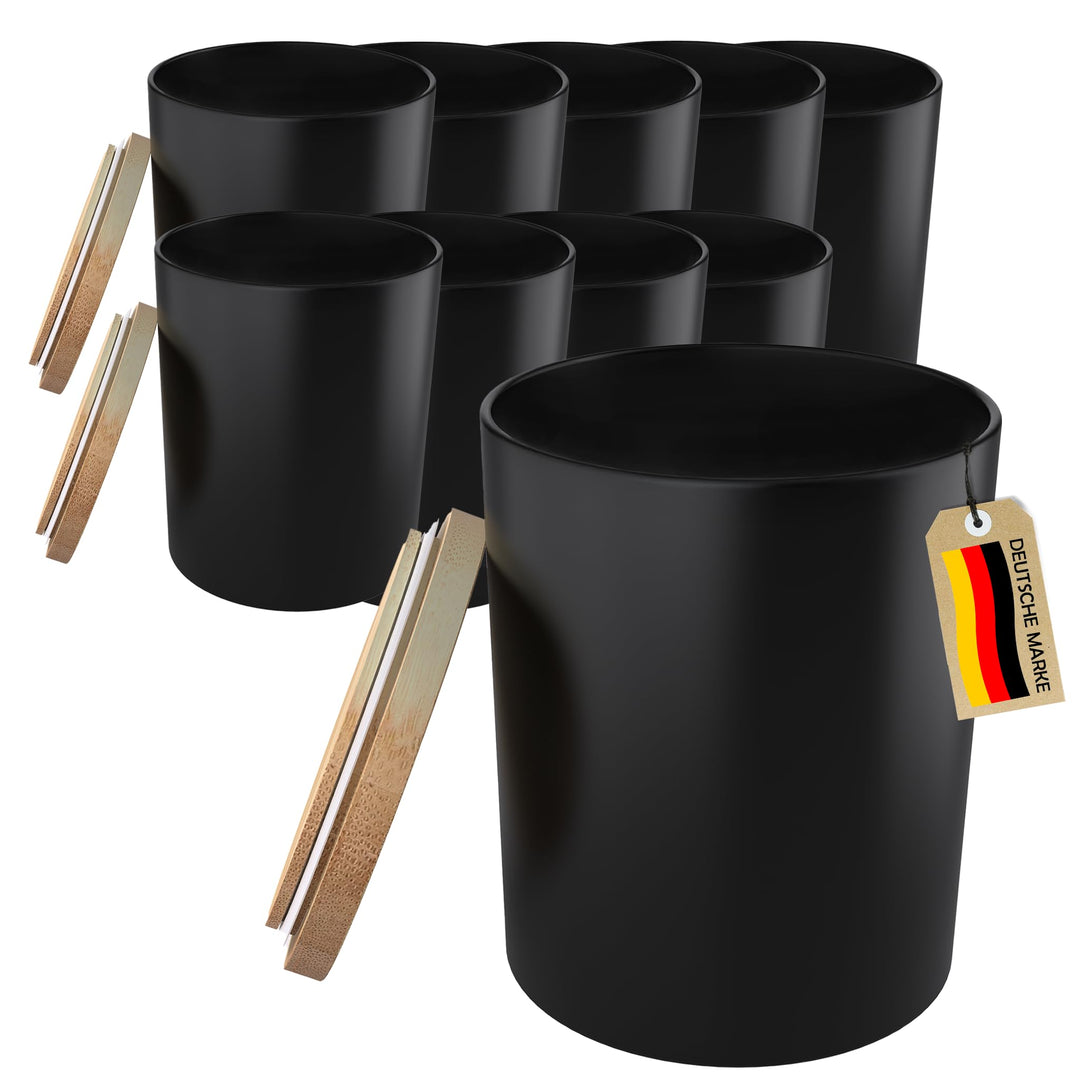 22Feels 5x (295ml) EU-REACH-GEPRÜFT Premium Kerzengläser Matt-Schwarz Hitzebeständig Luftdicht mit B