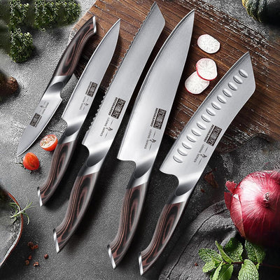 HOSHANHO Messerset 6 Teilig, Ultra Scharfes Küchenmesserset mit Magnetischer Messerhalter, Profi Hoc