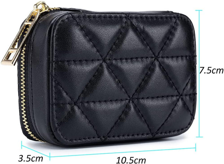 Lippenstift-Etui mit Spiegel, echtes Leder, Reissverschluss, Lippenstift-Halter, Box, kleine Reise-M