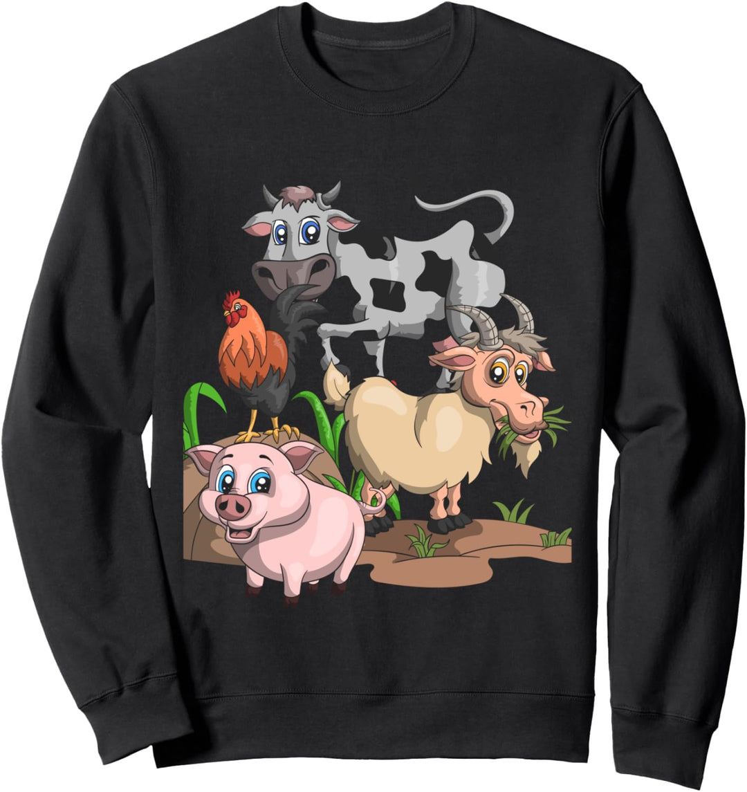Bauer Bauernhof Tier Farm Kinder Schwein Ziege Kuh Hühner Sweatshirt