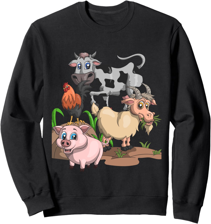 Bauer Bauernhof Tier Farm Kinder Schwein Ziege Kuh Hühner Sweatshirt
