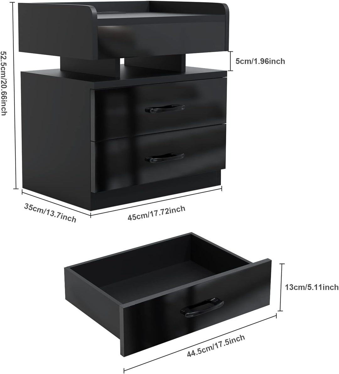 Lvhecforhm Nachttisch mit Ladestation, Nachtschrank mit Steckdosen und USB Anschlüsse, Nachttisch mi