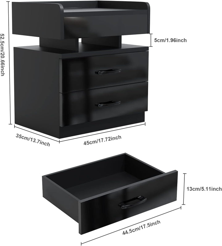 Lvhecforhm Nachttisch mit Ladestation, Nachtschrank mit Steckdosen und USB Anschlüsse, Nachttisch mi