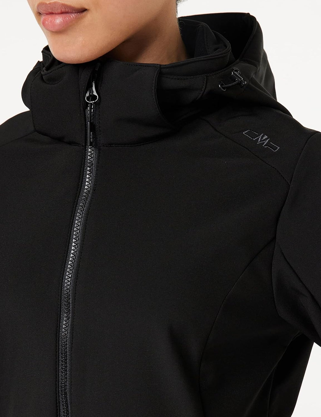 CMP Damen Damen-softshelljacke mit Abnehmbarer Kapuze WOMAN JACKET ZIP HOOD, Schwarz