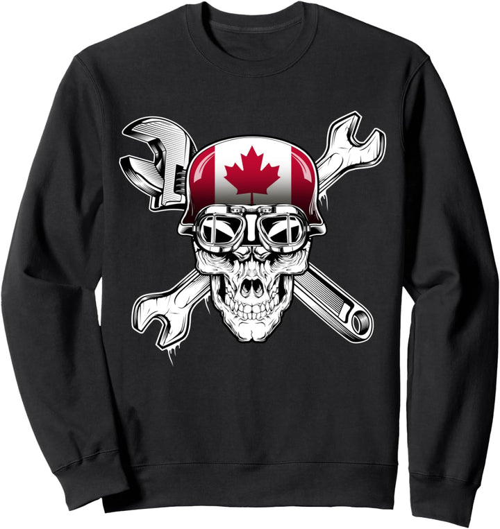 Kanadische Biker-Schädel-Motorrad-Flagge Kanada Sweatshirt