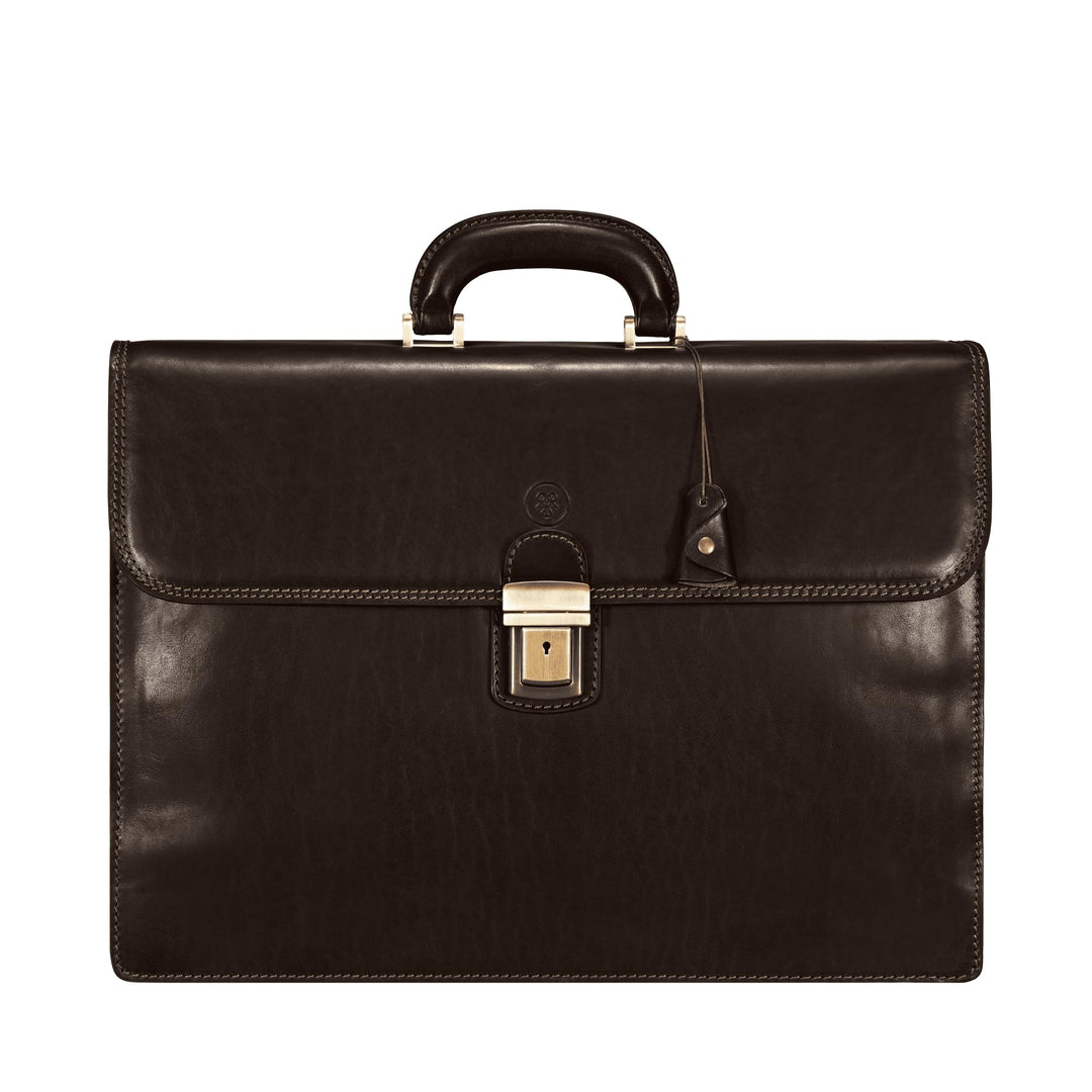 Maxwell Scott Herren Leder 17’’ Laptop Aktentasche in Dunkelbraun - Paolo3 Large, Dunkelbraun