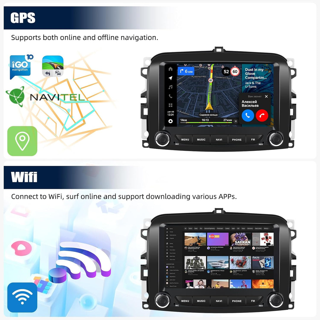 2G+64G CAMECHO Android 13 Autoradio für FIAT 500L 2013-2018 mit Navi Wireless Carplay Android Auto,7