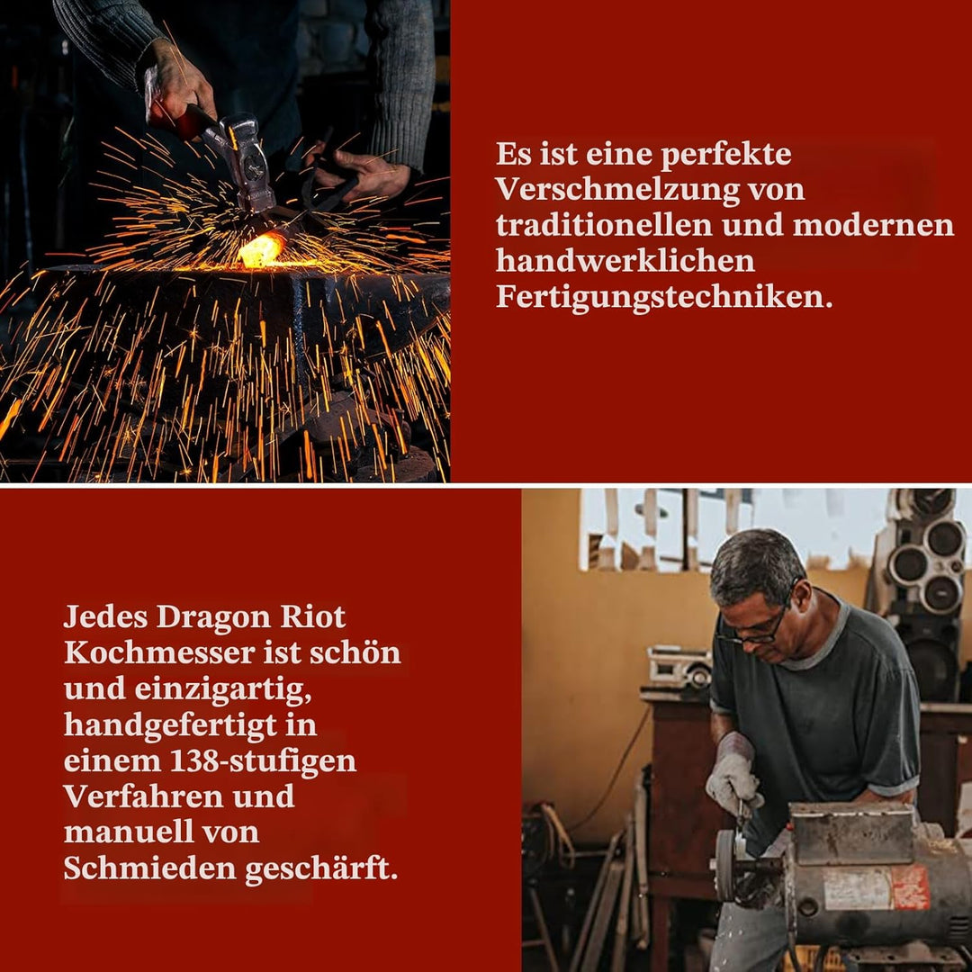 DRAGON RIOT Hackmesser Japanisch, Wikinger Messer mit Holzgriff, Fleischermesser Profi Hackbeil für