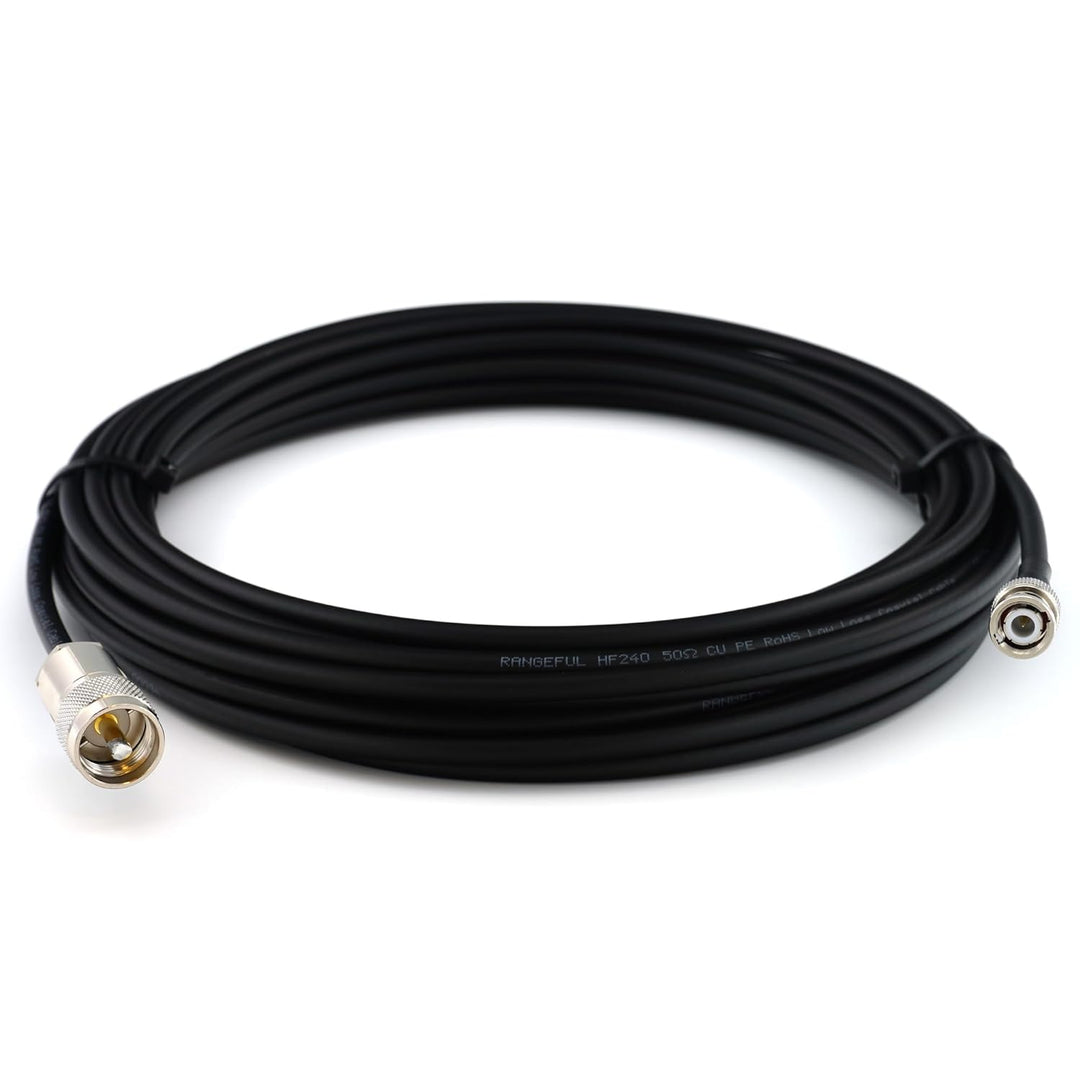 20m BNC Stecker auf PL259 UHF Koaxialkabel — BNC PL Verlängerungskabel HF-240 (LMR 240 Äquivalent) 2