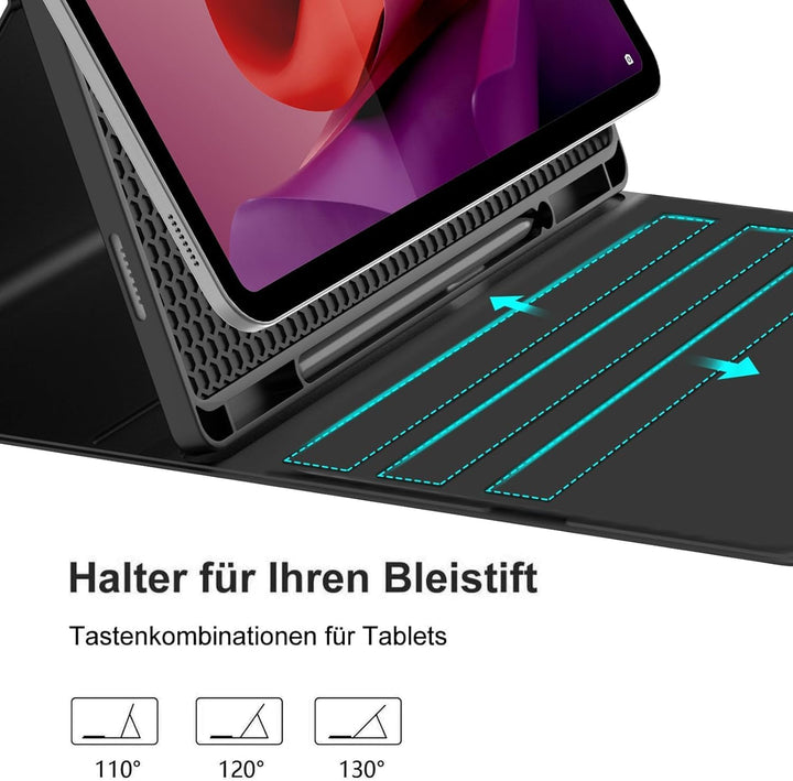 FOGARI Tastatur Hülle für Lenovo Tab P12 12.7" 2023, Multi Touch Trackpad, 7 Farben Tastatur mit Mag
