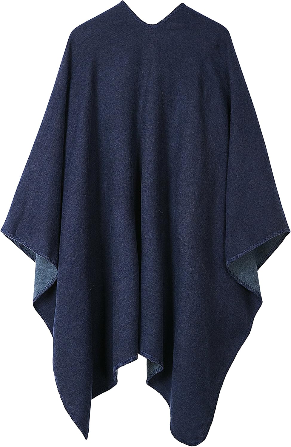 Damen Vintage Farbblocking Schal Wrap Open Front Poncho Übergrosse Winterdecke Elegant Cape Coat Ein