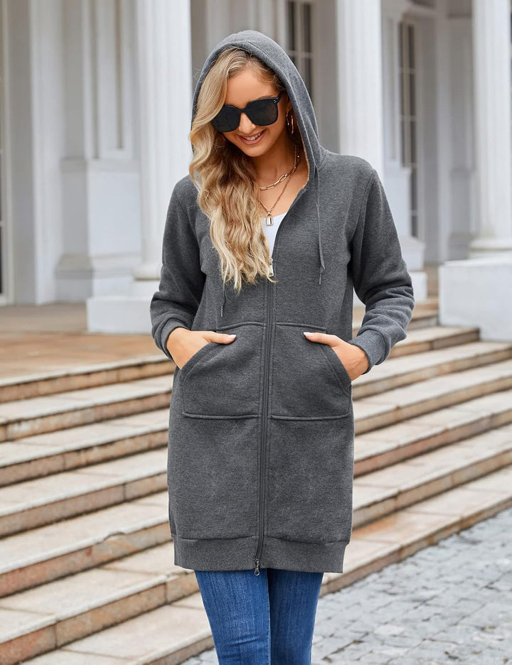 Svanco Damen Hoodie Kapuzenpullover Sweatshirt Langarm Pullover Langen Mantel Jacke Tops Outwear für