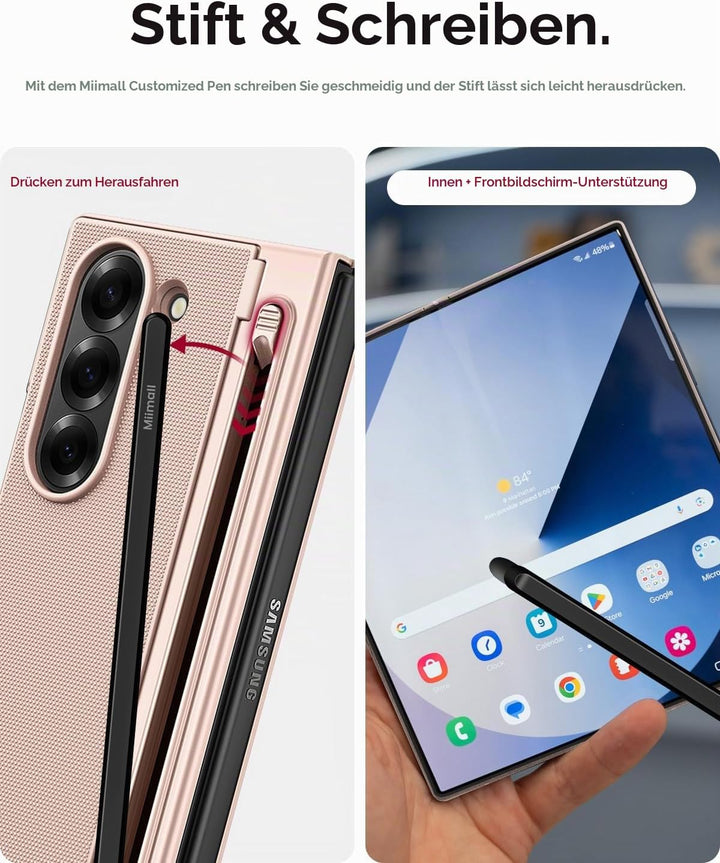 Miimall Kompatibel mit Samsung Galaxy Z Fold 6 Hülle mit S-Pen &amp; Stifthalter, [HD Displayschutz] Ult