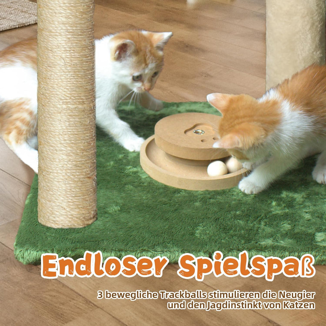 Fantasreen Katze Kratzbaum 70cm Kleiner Kratzbaum Turm mit Hängematte, Katzenspielzeug aus Holz inte