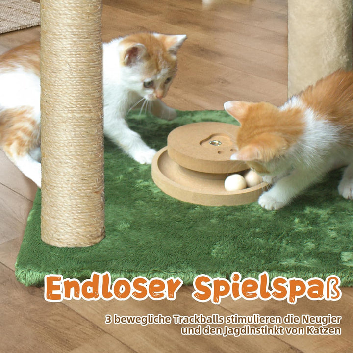 Fantasreen Katze Kratzbaum 70cm Kleiner Kratzbaum Turm mit Hängematte, Katzenspielzeug aus Holz inte