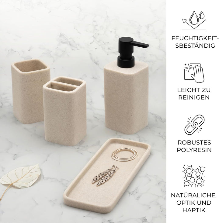 ZCCZ Badezimmer Set 4 Teile – Badezimmer Organizer mit Zahnbürstenhalter, Zahnputzbecher, Seifenspen