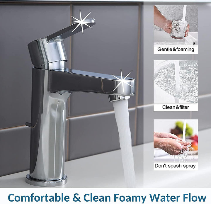 Wasserhahn Bad mit Zugstange - Ablaufgarnitur, Waschtischarmatur mit Auslaufhöhe 112mm, Wassersparen