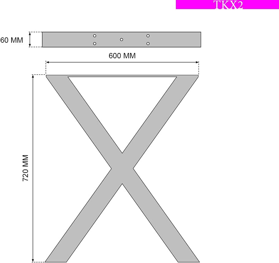 sossai® Stahl Tischgestell Tischkufen Tischbeine X-Form | TKX2 | Farbe: Schwarz | 2 Stück | Breite 6