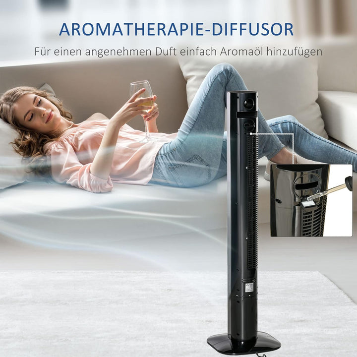 HOMCOM Turmventilator Säulenventilator mit Fernbedienung Standventilator Aroma-Diffusor Timer-Funkti