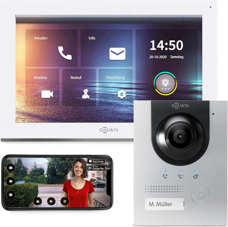 Goliath Hybrid 10 Zoll IP Video Türsprechanlage, Aufputz Türstation, 2MP 180° Ultra-Weitwinkel, AV-I