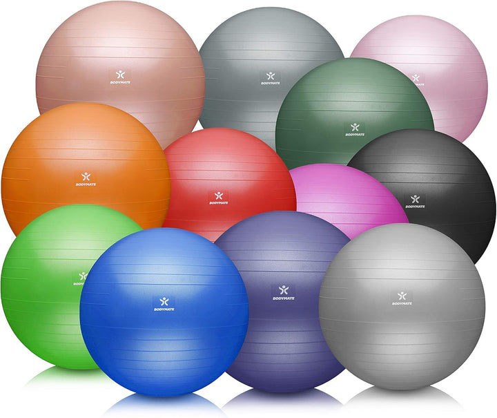 BODYMATE Gymnastikball Sitzball Trainingsball mit GRATIS E-Book inkl. Luft-Pumpe, Ball für Fitness,