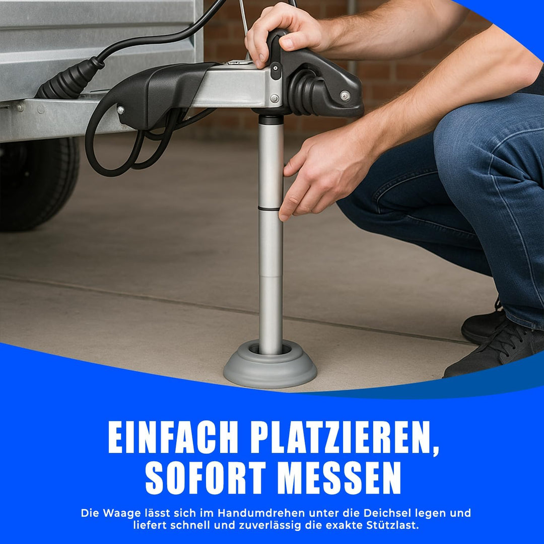 AUTOLIGHT 24 Aluminium Deichselwaage Stützlastwaage 50-100 kg mit Standplatte | Stützlastmesser für