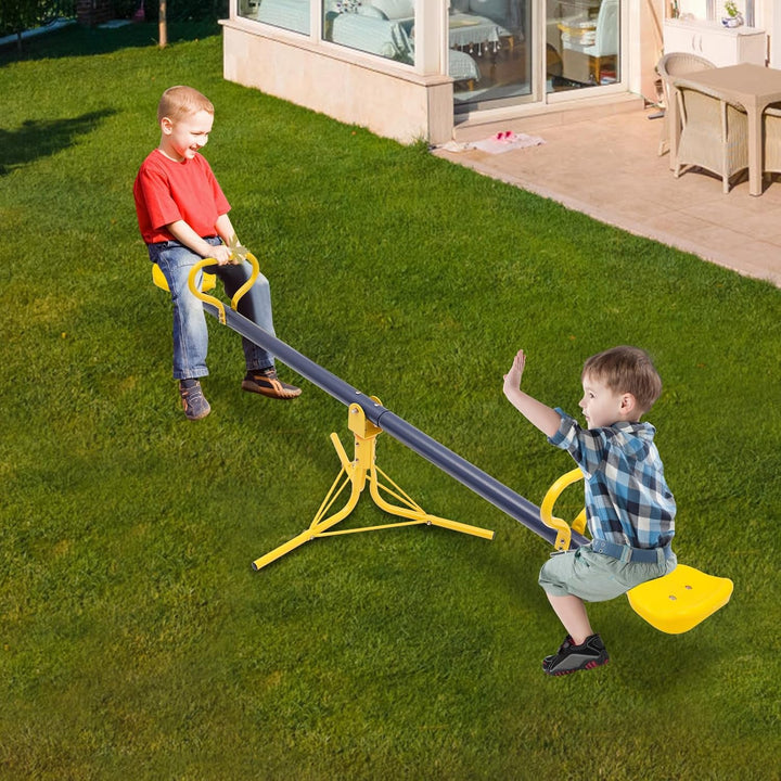Mqwdxzfes 360-Grad Drehbar Kinderwippe, 2 Sitzer Gartenwippe mit Rutschfesten Sitzen, Stahl Wippscha