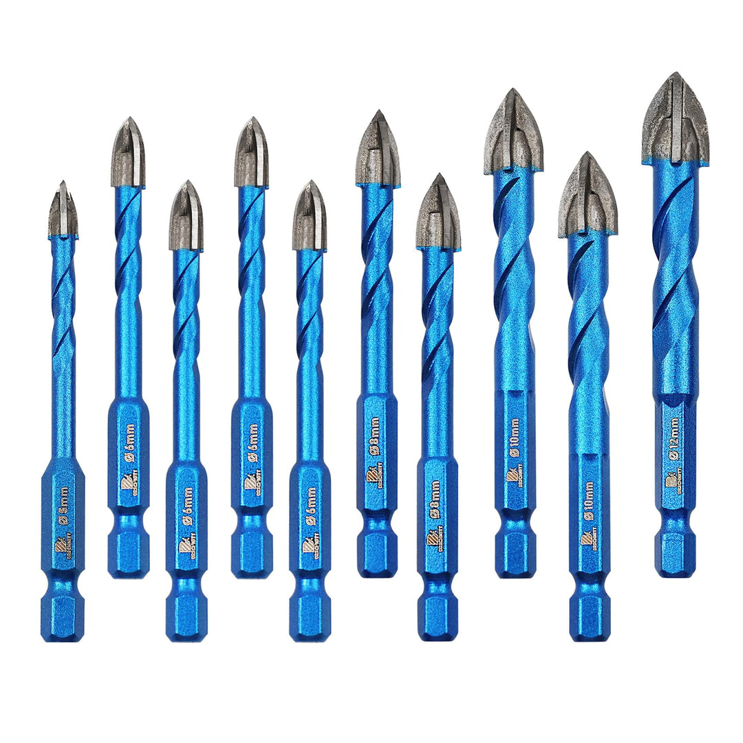 Fliesenbohrer Keramikbohrer Set Hartmetallbohrer 5/6/6/6/6/8/8/10/10/12mm Steinbohrer Bohrer Set mit