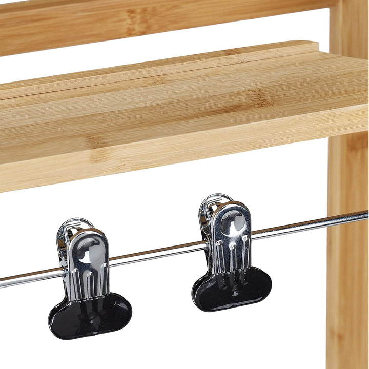 Relaxdays Herrendiener auf Rollen, Stummer Diener aus Bambus, Kleiderablage Schlafzimmer, HBT: 107 x