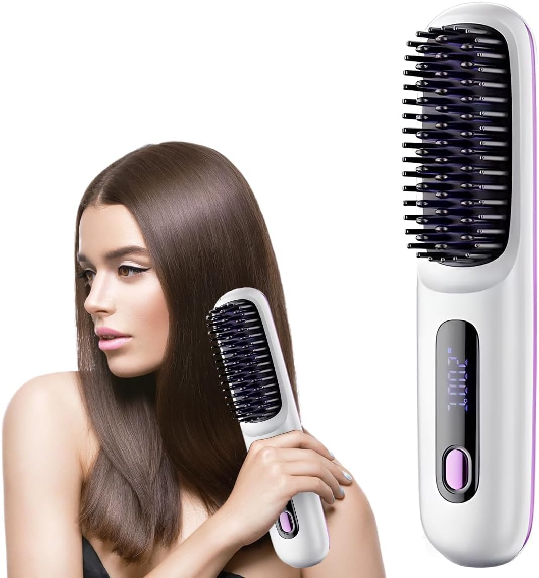 Glättbürste Kabellos - Kabellose Haarglättbürste, Verbesserte Tragbare Styling-Bürste – Wiederauflad