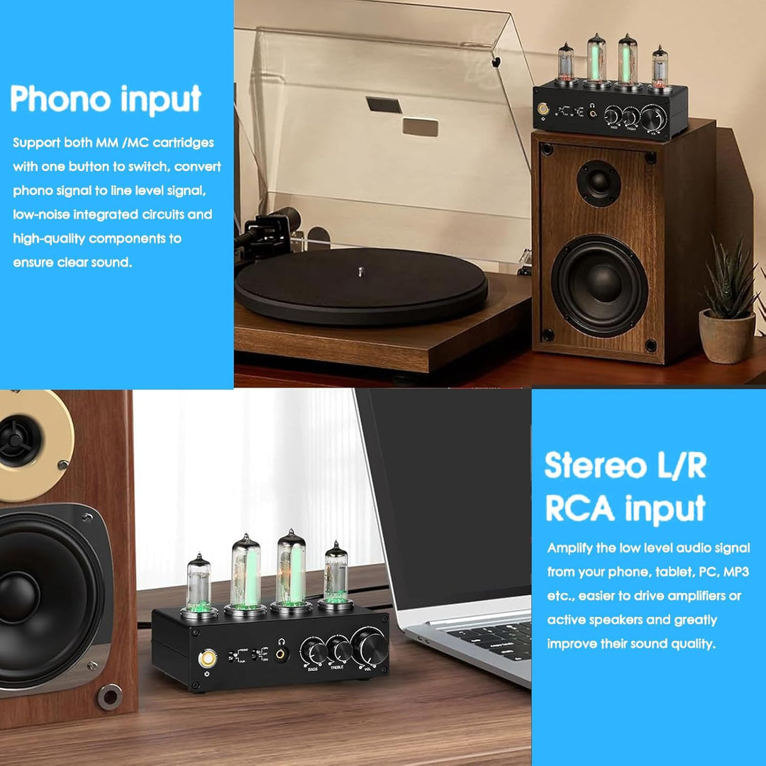 Garosa T9 Tube Phono Preamp MM MC Turntable Vorverstärker für Player -Telefon Tablet PC MP3 (EU -Ste