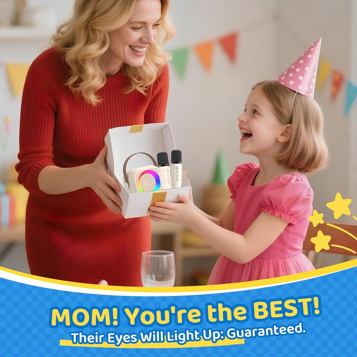 Jeefu Karaoke Maschine Kinder mit 2 Mikrofonen, Spielzeug für 3-12 Jahre alte Mädchen Geschenke, Min