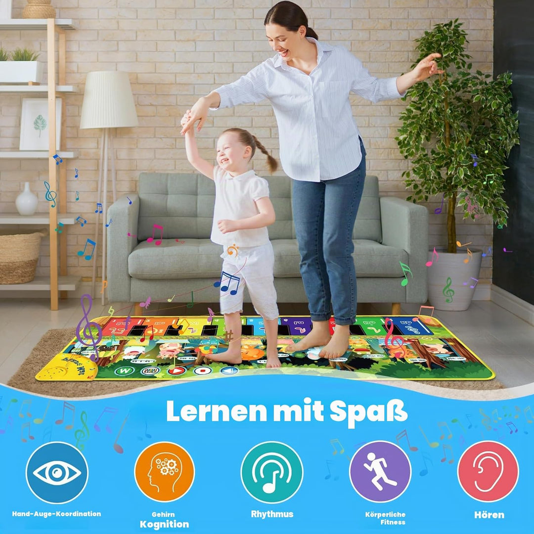 BGIUSQF Piano Mat, Klaviermatte, Musikmatte, Kindertanzmatten, Musikmatte Kinder ab 2, 110x43 cm, Mu