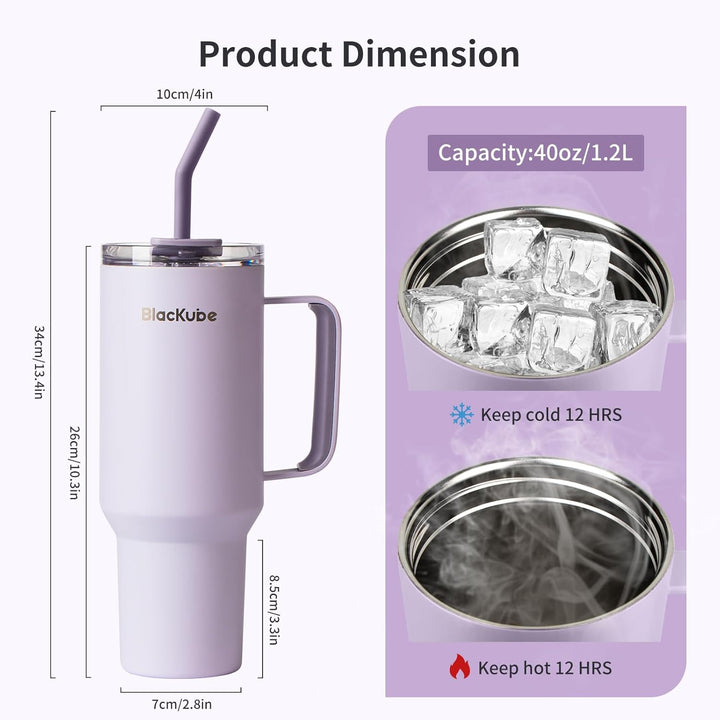 Blackube 1200ml Trinkbecher mit deckel und strohhalm, Becher mit deckel und strohhalm, Auslaufsicher