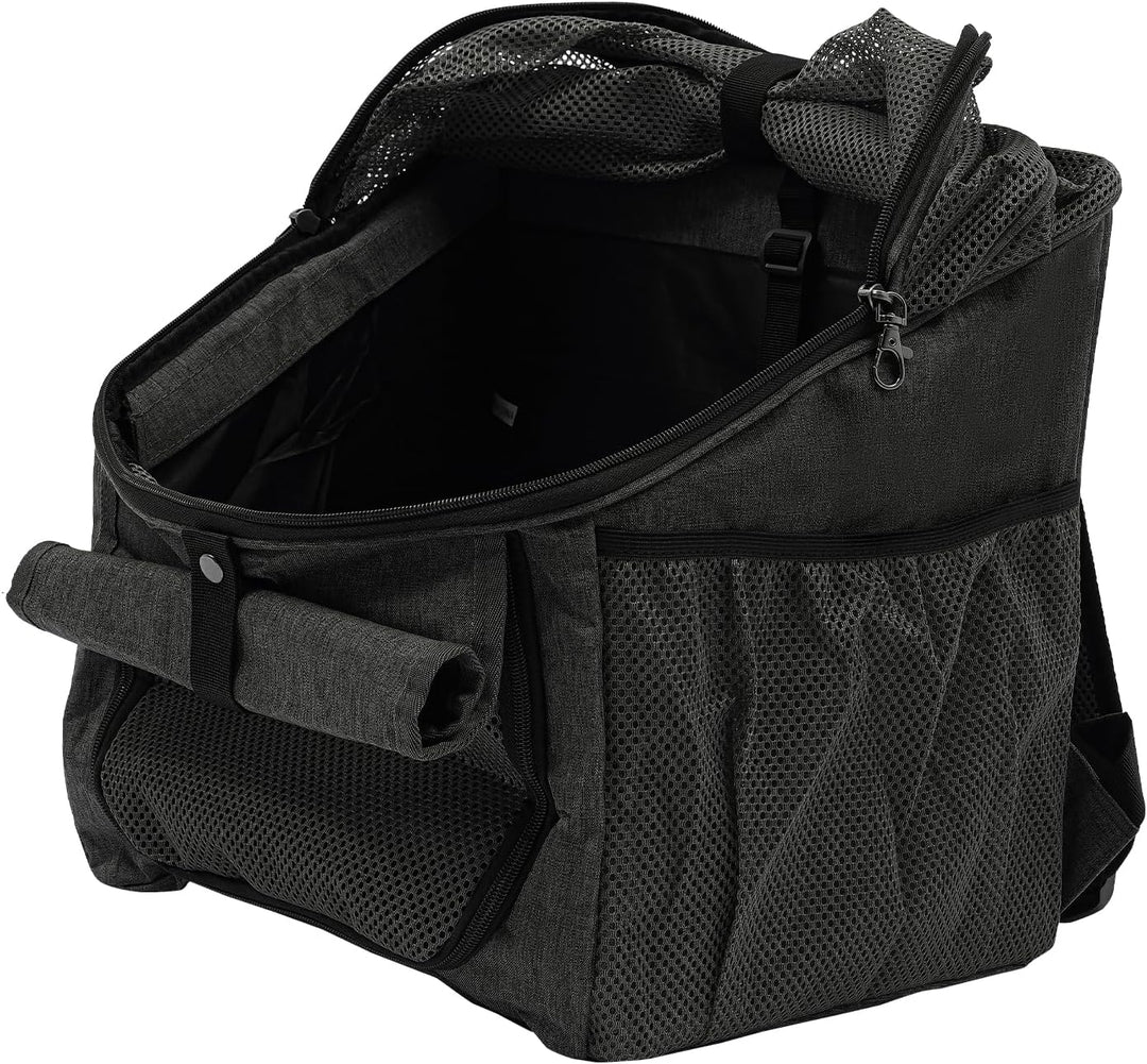 Fahrradtasche für Haustiere 2in1, Hundekorb Fahrrad Vorne &amp; Hund Rucksack, Faltbar, Grau, Bis 7,5kg