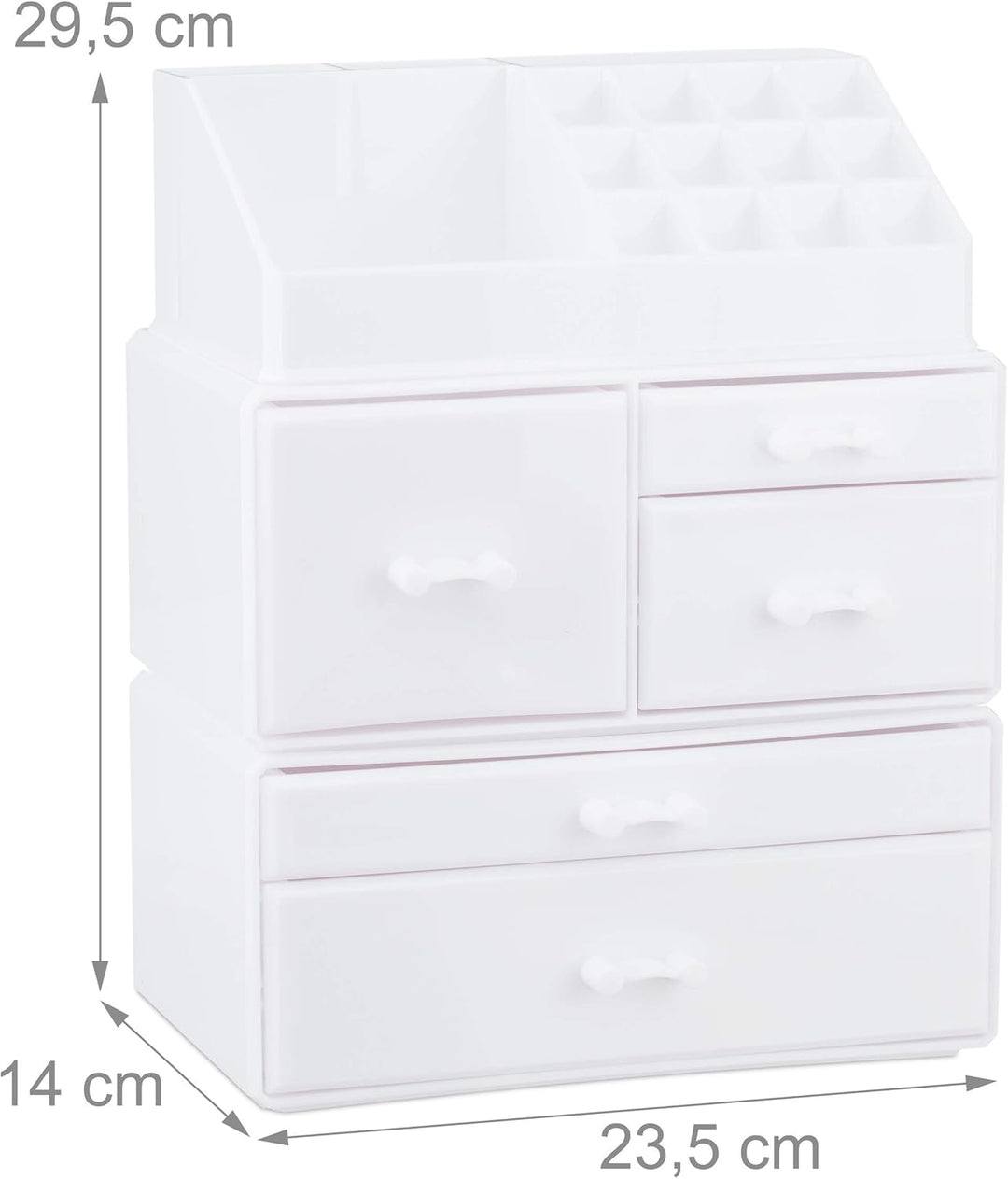 Relaxdays Make Up Organizer mit 21 Fächern, Kosmetik Tower für Lippenstift, Nagellack, Schminke, Acr