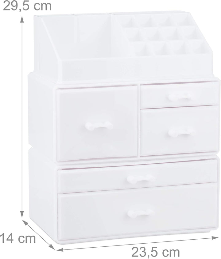Relaxdays Make Up Organizer mit 21 Fächern, Kosmetik Tower für Lippenstift, Nagellack, Schminke, Acr