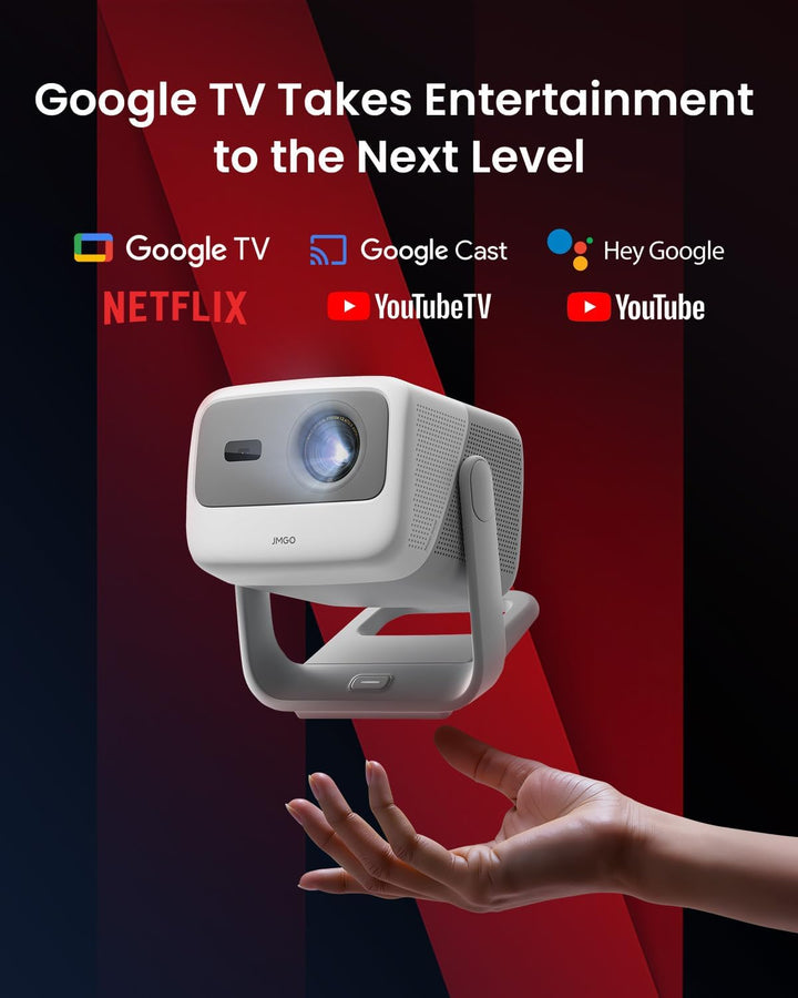 JMGO N1S 4K UHD Mini Beamer, Triple Laser Projektor, 1100 ISO Lumen, Gimbal Echtzeit Autofokus, Goog