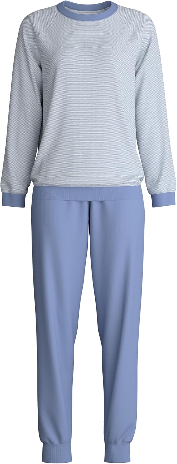 CALIDA Midnight Mushrooms Bündchen-Pyjama, Schlafanzug Damen, aus 100% Dicker Baumwolle 40-42 Scandi