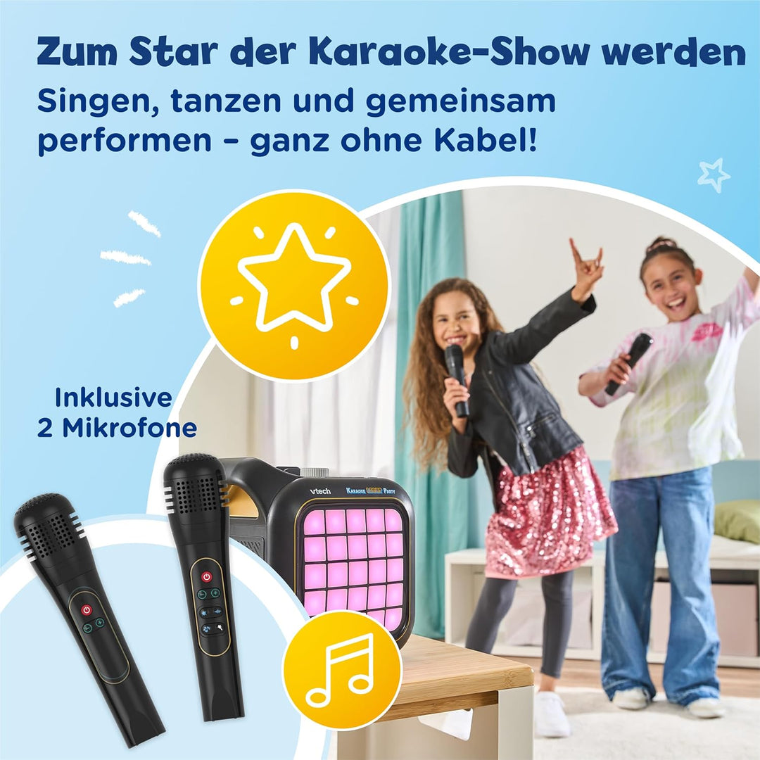 Vtech Karaoke Light Party – Bluetooth-Karaoke-Maschine inkl. 2 kabellosen Mikrofonen – Mit Partyspie
