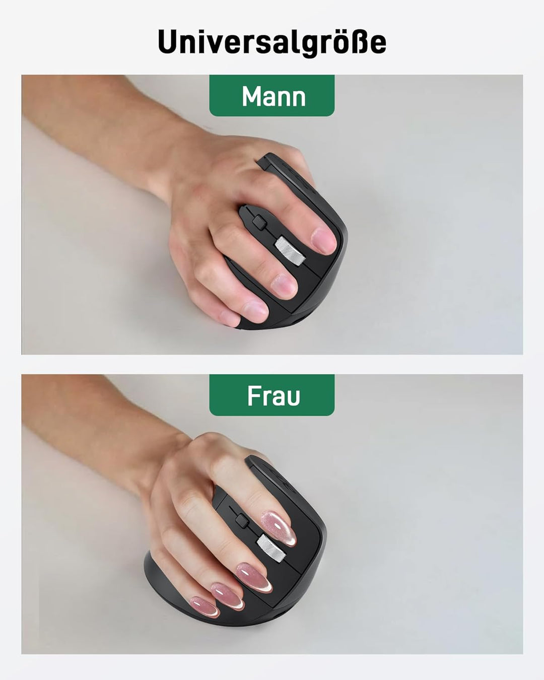 acer Ergonomische Maus Kabellos, Wiederaufladbare 2.4GHz Vertikale Maus mit 3 Einstellbaren DPI, 6 T