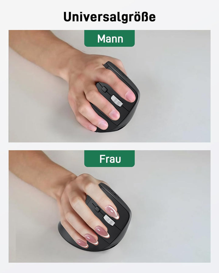 acer Ergonomische Maus Kabellos, Wiederaufladbare 2.4GHz Vertikale Maus mit 3 Einstellbaren DPI, 6 T