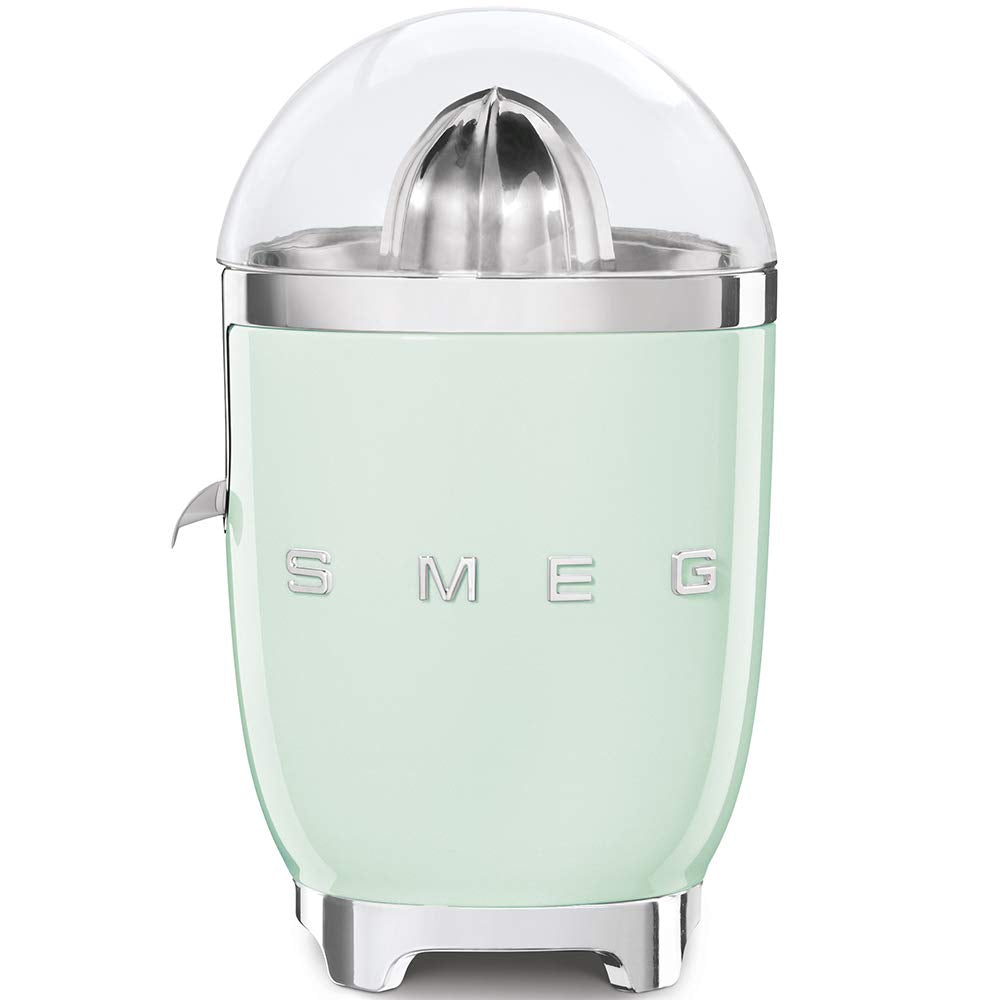 Smeg, Elektrische Zitruspresse CJF01PGEU, manuelle Druckpresse, tropfsicherer Auslauf und Universalk