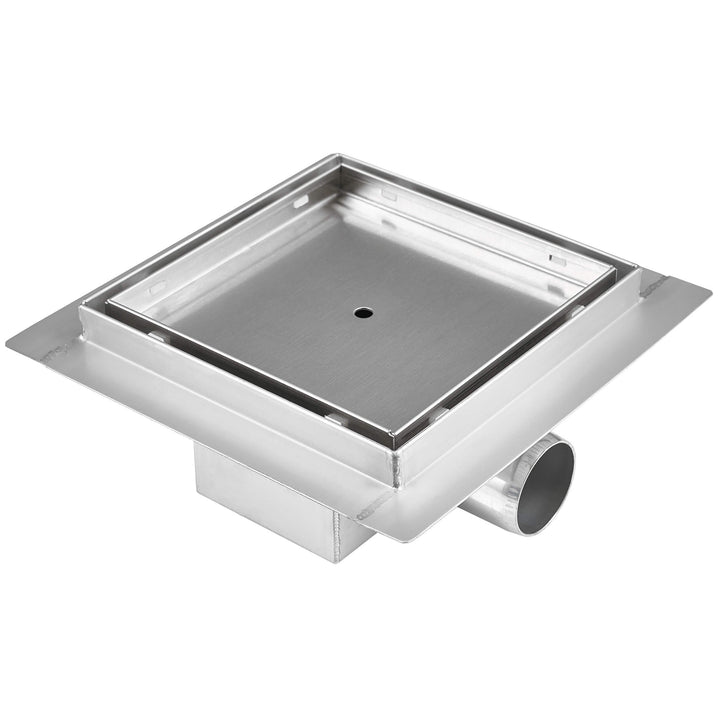 VILSTEIN© Duschrinne, Quadrat, Befliesbar, 15x15 cm, Siphon mit Geruchsstop und Haarsieb, Quadratisc